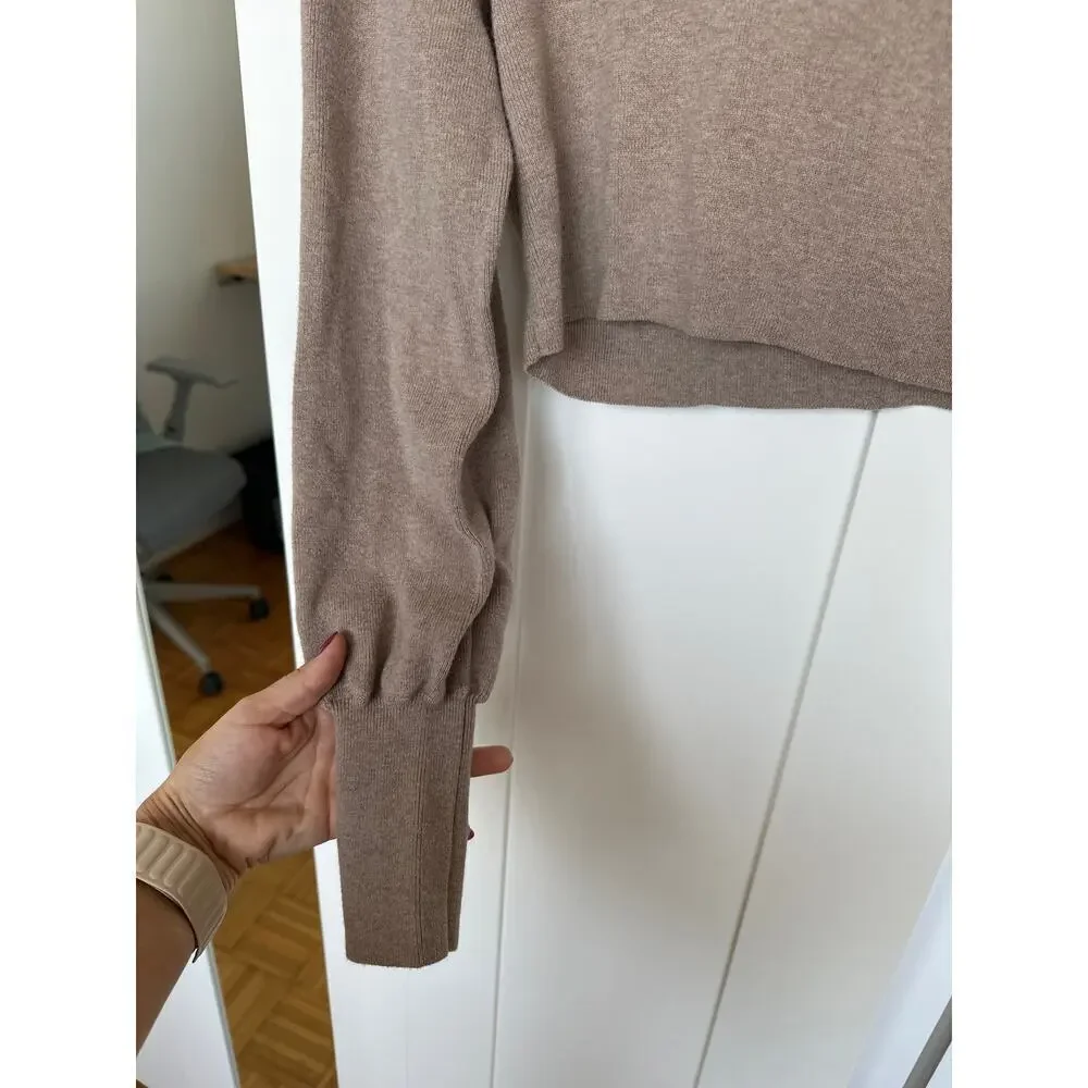 Aritizia Wilfred Rebecca Croped Turtleneck Wool & Cotton Brown, Size S, Like New